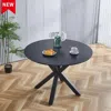 Streamdale Furniture Streamdale Mid-century Black Dining Table For 4-6 People