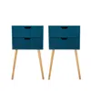 Streamdale Furniture Streamdale Mid Century Blue Nightstands With Drawers