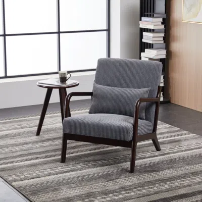 Streamdale Furniture Streamdale Mid-century Chair & Coffee Table Set, Dark Gray/walnut