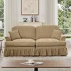 Streamdale Furniture Streamdale Mid Century Chenille Loveseat Sofa With Flared Arms & Spindle Legs - Light Coffee In Brown