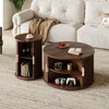 Streamdale Furniture Streamdale Mid-century Coffee Table Set With Sliding Tambour Door, Black