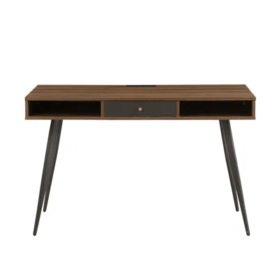 Streamdale Furniture Streamdale Mid-century Desk With Usb & Outlet - Walnut