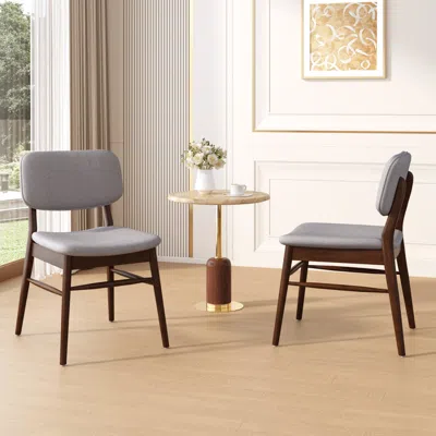Streamdale Furniture Streamdale Mid-century Dining Chairs, Walnut & Light Gray - Set Of 2