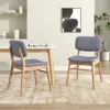Streamdale Furniture Streamdale Mid-century Dining Chairs, Walnut & Light Gray - Set Of 2 In Brown