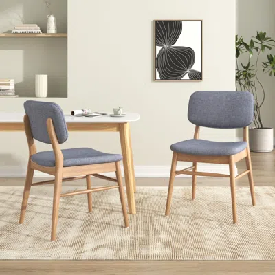 Streamdale Furniture Streamdale Mid-century Dining Chairs, Walnut & Light Gray - Set Of 2 In Brown