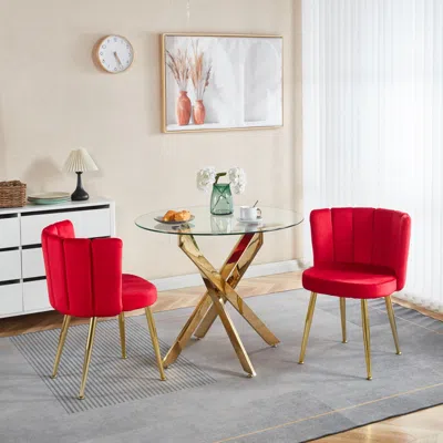 Streamdale Furniture Streamdale Mid-century Dining Set 4-6 Person Table With Glass Top & Pedestal