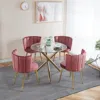 Streamdale Furniture Streamdale Mid-century Dining Set 4-6 Person Table With Glass Top & Pedestal