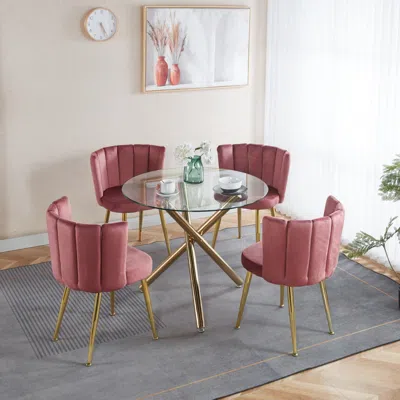 Streamdale Furniture Streamdale Mid-century Dining Set 4-6 Person Table With Glass Top & Pedestal