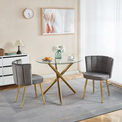 Streamdale Furniture Streamdale Mid-century Dining Set With Glass Table Top (5 Pieces)