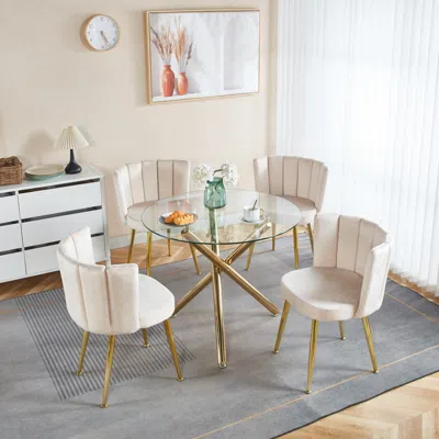 Streamdale Furniture Streamdale Mid-century Dining Set With Glass Table Top (5 Pieces)