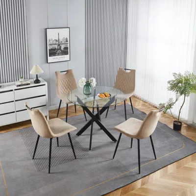 Streamdale Furniture Streamdale Mid-century Dining Table For 4-6 With Glass Top
