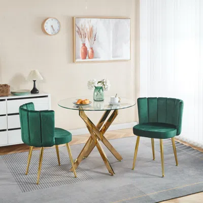 Streamdale Furniture Streamdale Mid-century Glass Top Dining Table Set