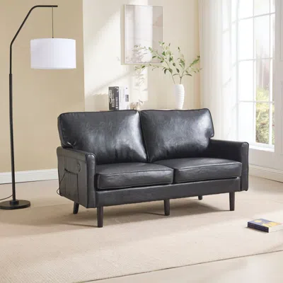 Streamdale Furniture Streamdale Mid-century Loveseat With Usb & Removable Cover