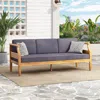Streamdale Furniture Streamdale Mid-century Luxury Outdoor Sofa Acacia Wood And Water-resistant Cushions