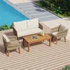 Streamdale Furniture Streamdale Mid-century Modern 4pc Patio Conversation Set With Washable Cushions