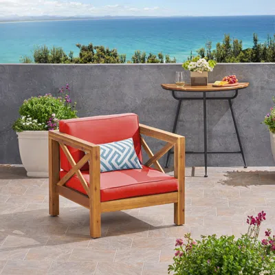 Streamdale Furniture Streamdale Mid-century Modern Acacia Wood Patio Club Chair