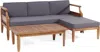 Streamdale Furniture Streamdale Mid-century Modern Acacia Wood Sofa Chat Set With Water-resistant Cushions