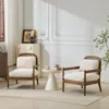 Streamdale Furniture Streamdale Mid-century Modern Accent Chair - Rattan Back, Beige Cushion (set Of 2) In Neutral