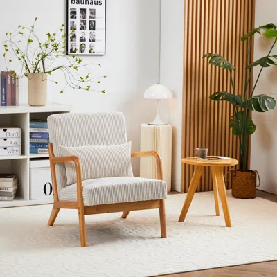 Streamdale Furniture Streamdale Mid-century Modern Accent Chair, Beige