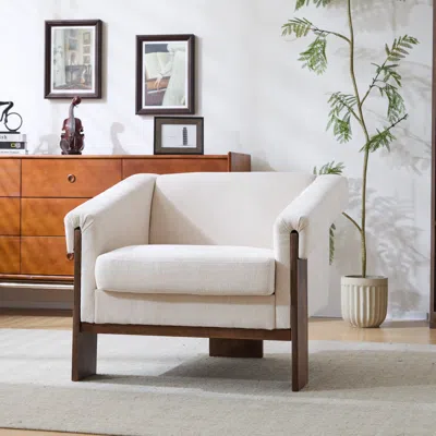 Streamdale Furniture Streamdale Mid-century Modern Accent Chair Fabric, Deep Cushions, Wide Armrests