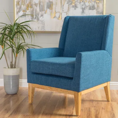 Streamdale Furniture Streamdale Mid-century Modern Accent Chair With Padded Cushion In Blue