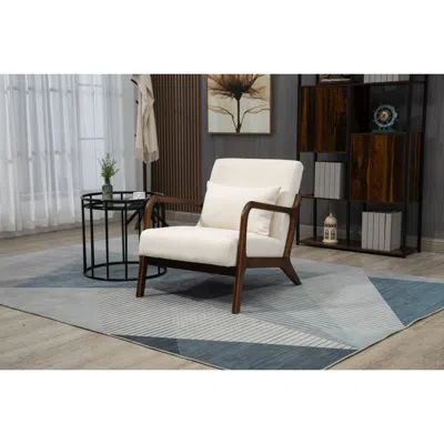 Streamdale Furniture Streamdale Mid Century Modern Accent Chair With Wood Frame & Waist Cushion