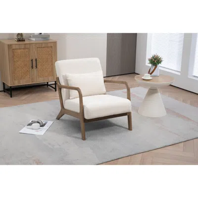 Streamdale Furniture Streamdale Mid Century Modern Accent Chair With Wood Frame And Waist Cushion