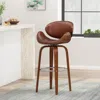 Streamdale Furniture Streamdale Mid-century Modern Barstool With Bentwood Frame And Faux Leather Upholstery