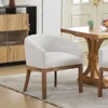 Streamdale Furniture Streamdale Mid Century Modern Beige Barrel Dining Chair With Arms In White