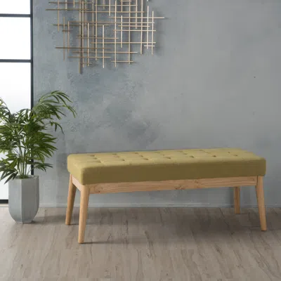 Streamdale Furniture Streamdale Mid-century Modern Bench With Button-tufted Upholstery For Versatile Style In Green
