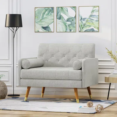 Streamdale Furniture Streamdale Mid-century Modern Button-tufted Club Chair With Bolster Pillows In Gray