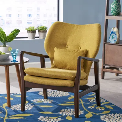 Streamdale Furniture Streamdale Mid-century Modern Button Tufted Lounge Set With Wood Frame In Gold