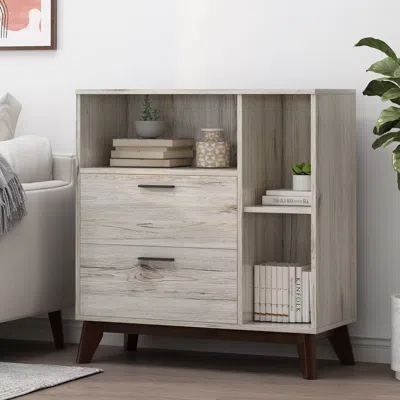 Streamdale Furniture Streamdale Mid-century Modern Cabinet With Faux Wood And Storage