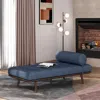 Streamdale Furniture Streamdale Mid-century Modern Chaise Lounge With Button-tufted Upholstery And Bolster Pillow