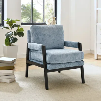 Streamdale Furniture Streamdale Mid-century Modern Chenille Upholstered Accent Armchair, Blue
