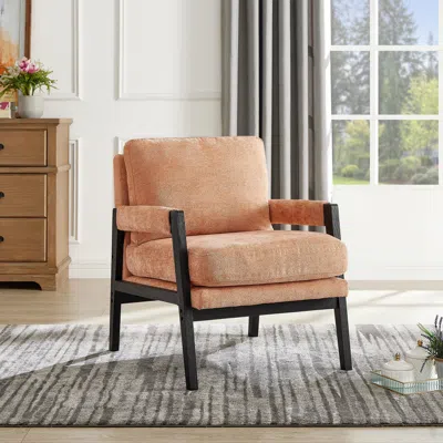 Streamdale Furniture Streamdale Mid-century Modern Chenille Upholstered Accent Armchair, Orange