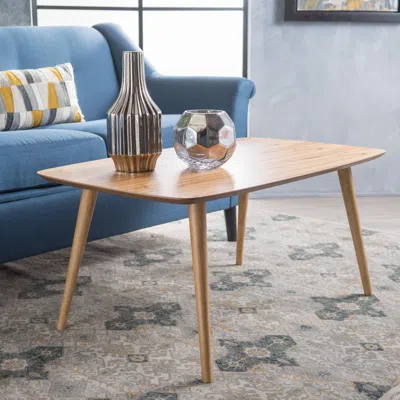 Streamdale Furniture Streamdale Mid-century Modern Coffee Table With Mindi Veneer Smooth Surface In Brown