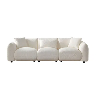 Streamdale Furniture Streamdale Mid Century Modern Couch 3-seater Sofa For Livingroom In White