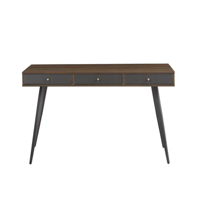 Streamdale Furniture Streamdale Mid-century Modern Desk With Drawers - Walnut & Grey