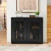 Streamdale Furniture Streamdale Mid-century Modern Fluted Sideboard Cabinet With Outlets