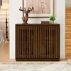 Streamdale Furniture Streamdale Mid-century Modern Fluted Sideboard Cabinet With Outlets