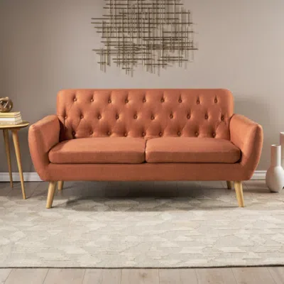 Streamdale Furniture Streamdale Mid-century Modern Loveseat - Button Tufted & Upholstered In Red