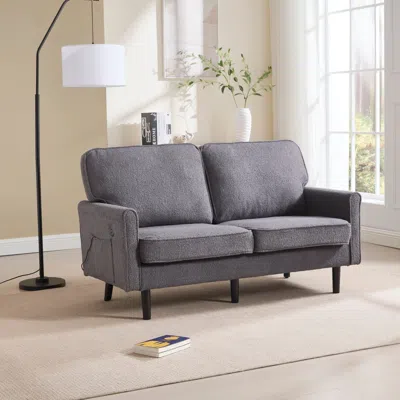 Streamdale Furniture Streamdale Mid Century Modern Loveseat Sofa With Usb