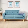 Streamdale Furniture Streamdale Mid-century Modern Loveseat With Button-tufted Waffle Stitch Upholstery