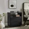 Streamdale Furniture Streamdale Mid Century Modern Nightstand With Charging Station & Drawers, Black