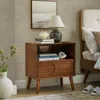 Streamdale Furniture Streamdale Mid Century Modern Nightstand With Usb & Drawer, Walnut