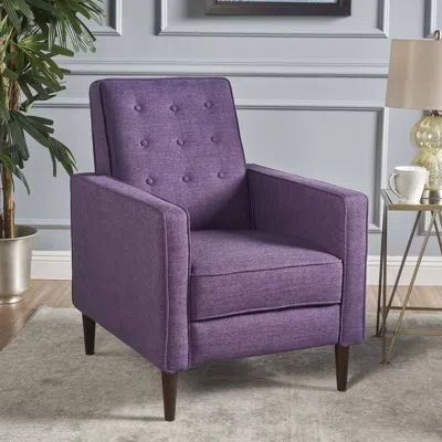 Streamdale Furniture Streamdale Mid-century Modern Polyester Recliner With Birchwood Legs In Purple