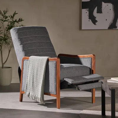 Streamdale Furniture Streamdale Mid-century Modern Pushback Recliner With Channel Stitching