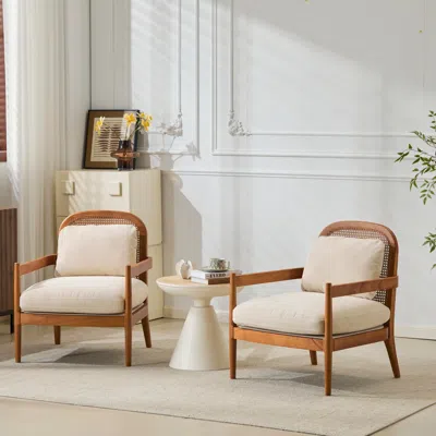 Streamdale Furniture Streamdale Mid-century Modern Rattan Accent Chair - Set Of 2