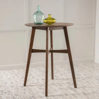Streamdale Furniture Streamdale Mid-century Modern Round Bar Table - 42", Natural Walnut